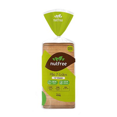Pão 7 Grãos  - Vegano e Sem Glúten - Nutfree - 400g
