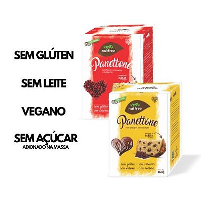 Panettone e Chocottone Vegano e Sem Glúten - NutFree - 360g