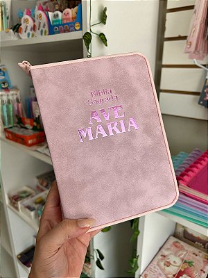 Bíblia Ave Maria Rosa com Zíper - Média