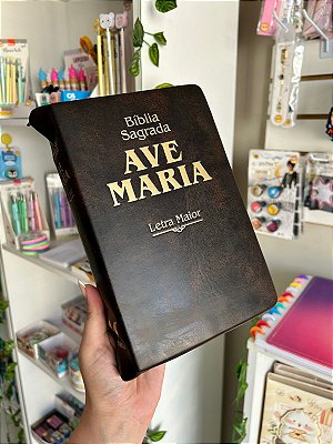 Bíblia Ave Maria Marrom Zíper Letra Maior