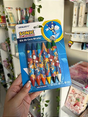 Giz de Cera Bicolor Sonic - 12 Cores