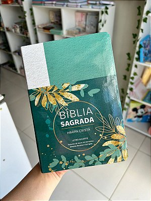 Bíblia Sagrada ARC Letra Gigante c/ Harpa Cristã Floral Verde