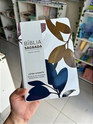 Bíblia Sagrada ARC Letra Gigante c/ Harpa Cristã Floral Roxa