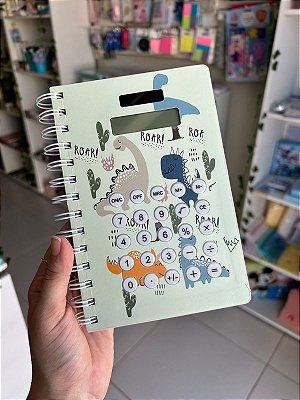 Caderno Com Calculadora A5 Dinos