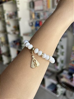 Pulseira Cristal Nossa Senhora Aparecida Branca