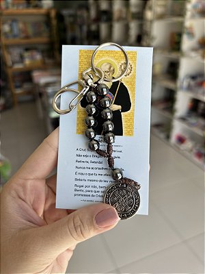 Chaveiro Hematita São Bento Medalha Normal