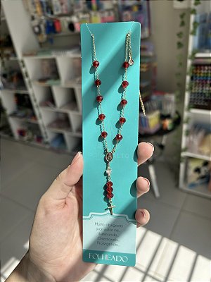 Colar Dezena Cristal Nossa Senhora Aparecida Folheado