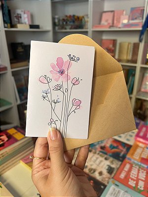 Cartão de Felicitações Floral Com Envelope