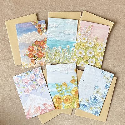 Cartão de Felicitações Paisagem Floral Com Envelope