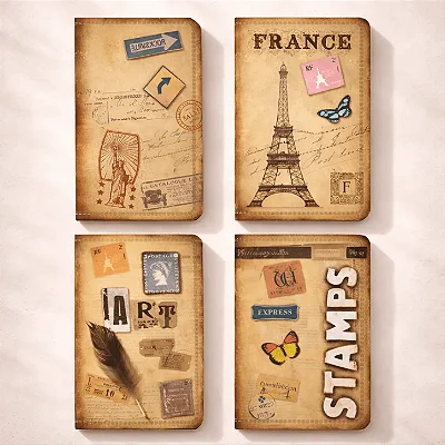 Caderneta Capa Dura Vintage Scrapbook