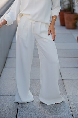 CALÇA PANTALONA CREPE OFF WHITE