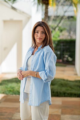 CAMISA AMPLA TRICOLINE AZUL