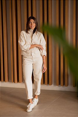 CALÇA RECORTE SARJA NATURAL