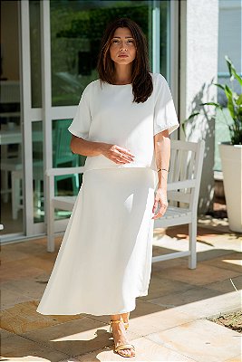 SAIA ASSIMÉTRICA CREPE OFF WHITE