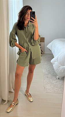 CAMISA MANGA BUFANTE VERDE