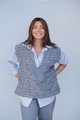 COLETE AMPLO DECOTE V MESCLA