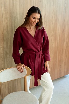 KIMONO TRICOT ALGODÃO VINHO