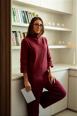 MACACÃO TRICOT ALGODÃO VINHO