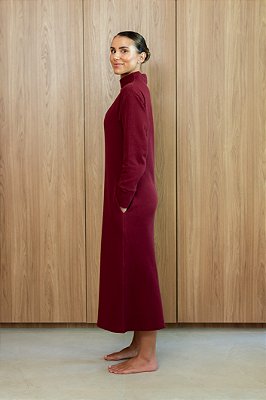 VESTIDO TRICOT ALGODÃO VINHO