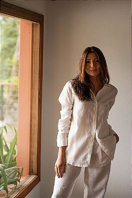 CAMISA LINHO PURO OFF WHITE
