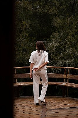 CALÇA CANELADO LEVE OFF WHITE