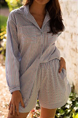 CAMISA AMPLA TRICOLINE AZUL LISTRAS