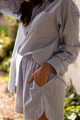 CAMISA AMPLA TRICOLINE AZUL LISTRAS
