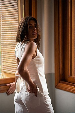BLUSA DECOTE COSTAS SARJA OFF WHITE