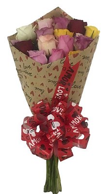 Buque love - 12 rosas mistas