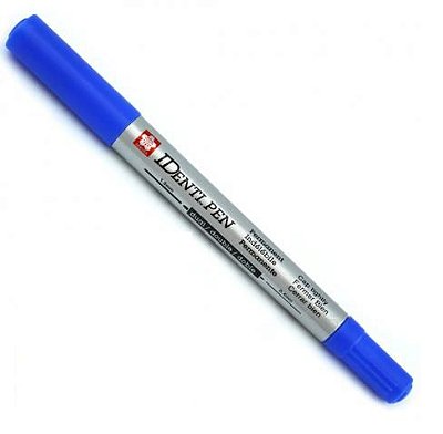 Marcador Permanente Identi Pen Ponta Dupla 0.4mm e 1.0mm - Azul
