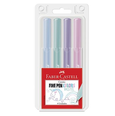 Caneta Fine Pen Colors 0.4mm Pastel com 4 unidades Faber Castell