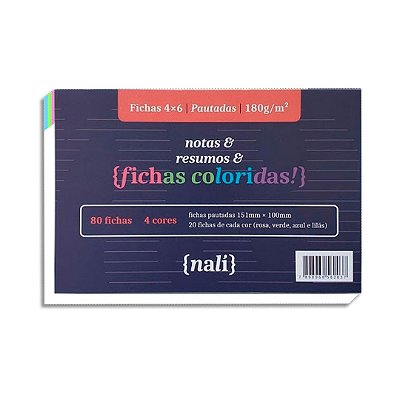 Fichas Coloridas Nali 4 X 6 150g c/80 folhas