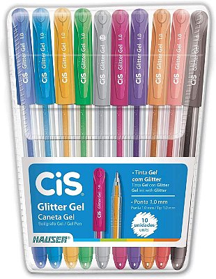 Caneta Gel Glitter Cis 1.0mm - 10 Cores