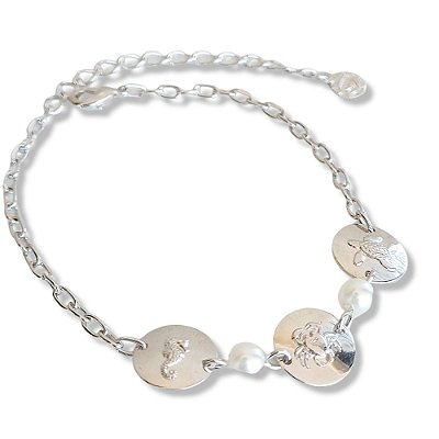 Pulseira em rodio com pérolas