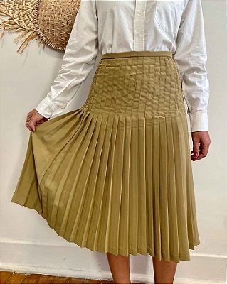 Saia Plissada Ocre- G/GG