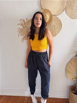 Cropped Canelado Mostarda - M