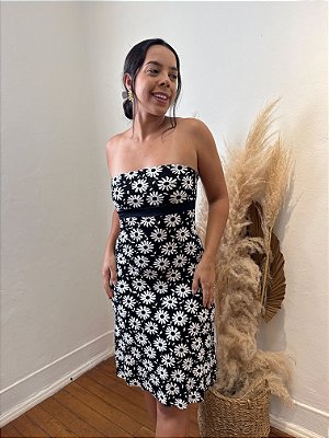 Vestido Curto Floral Preto - P