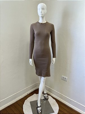 Vestido Canelado Marrom - P