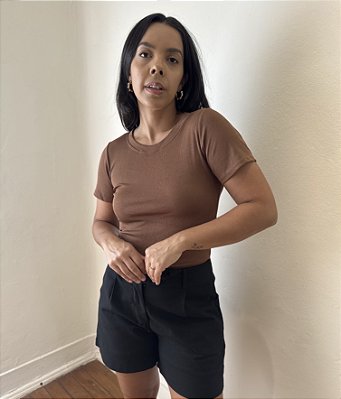 Blusa Canelada Marrom - M