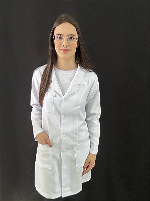 Jaleco Feminino tradicional, tecido de gabardine