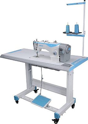 Máquina de costura Reta Industrial Jack F4 110 V Completa com Mesa e Motor Direct Driver