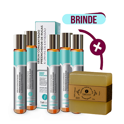 Kit 5 Sérum FreshFemme + BRINDE Sabonete Hipoalergênico Natural de Oliva 50% FreshFemme