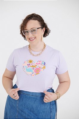 CAMISETA CRIAÇÃO CORAÇÃO - ADULTA - LILÁS