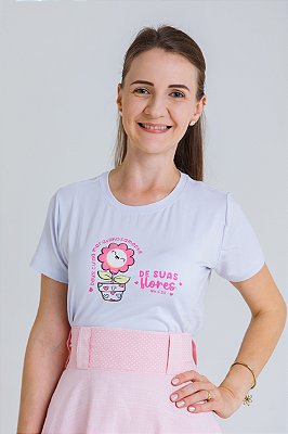 Camiseta DEUS CUIDA DE MIM - ADULTA - BRANCA