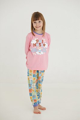 Pijama Longo Infantil Pai Nosso – Brilha no Escuro - Rosa