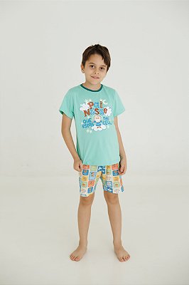 Pijama Curto Infantil Pai Nosso – Brilha no Escuro - Verde