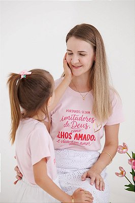 Camiseta FILHOS AMADOS (adulta feminina) - ROSA CLARO