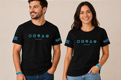 Camiseta Rota 1930 Adulto — Preta com estampa azul