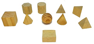 Sólidos Geométricos 10 Pçs MMP Madeira Brinquedo Pedagógico