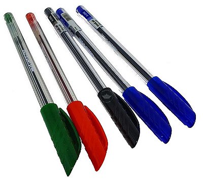 Kit 5 Canetas Esferográficas Molin Azul Preta Vermelha Verde